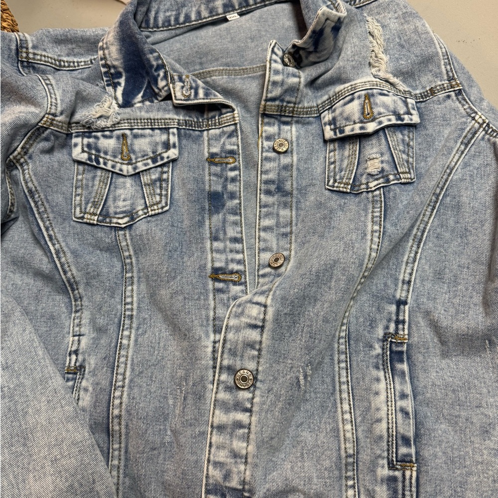 Amazon‎ Light Wash Distressed Denim Jacket